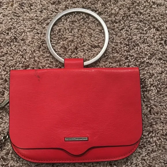 Red Designer Women's Bag with Silver Accents - Picture 3 of 6